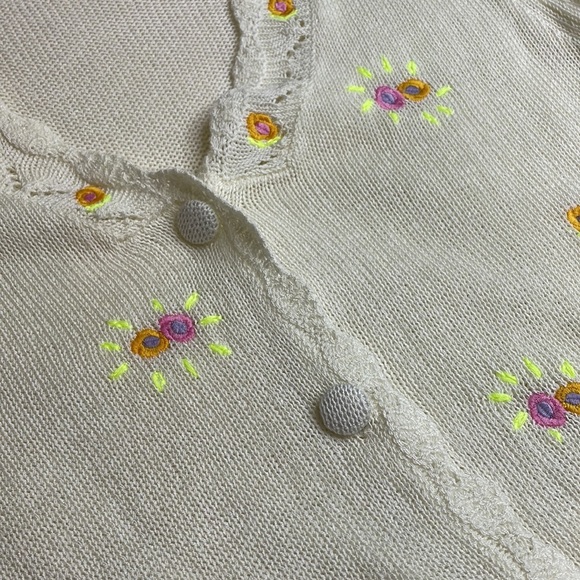 Jupe Vendue neon yellow crochet vintage crop cardigan sweater y2k - Picture 3 of 6